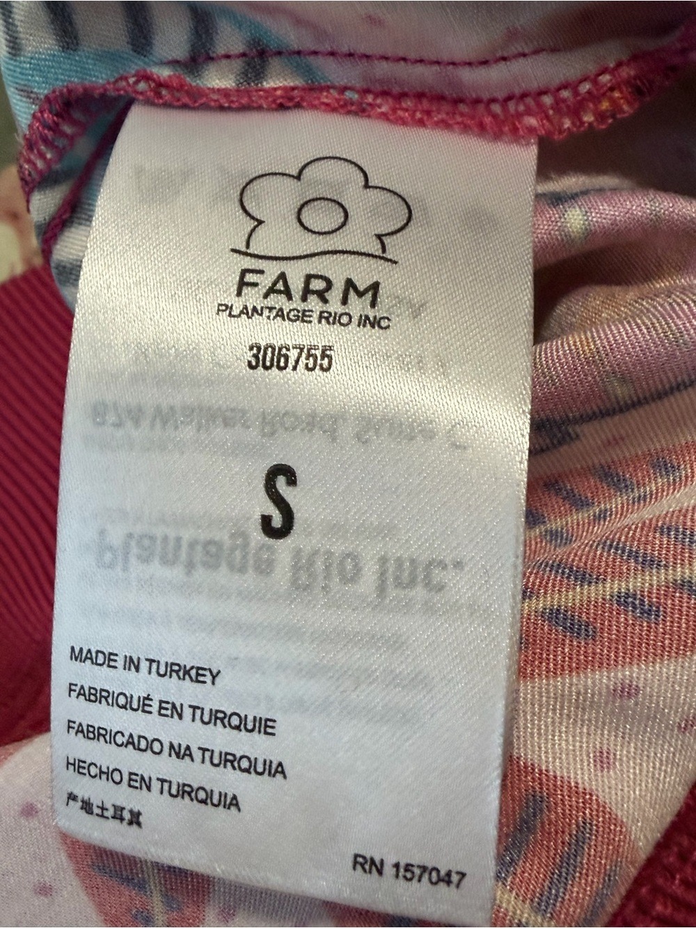FARM Rio Macaw Scarf Print Pink Multicolor Botanical V-Neck Button Cardigan S - Picture 7 of 8